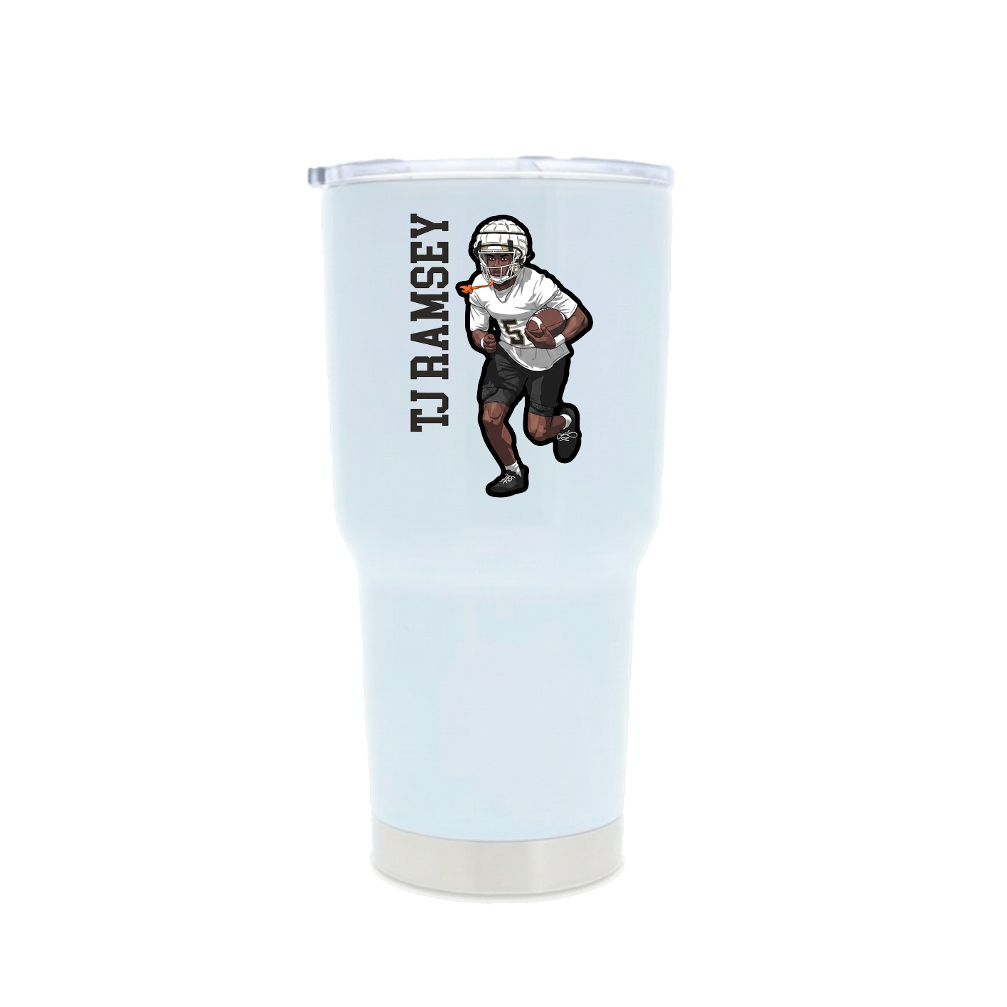 30oz Stainless Steel Tumbler — Name Vertical in White
