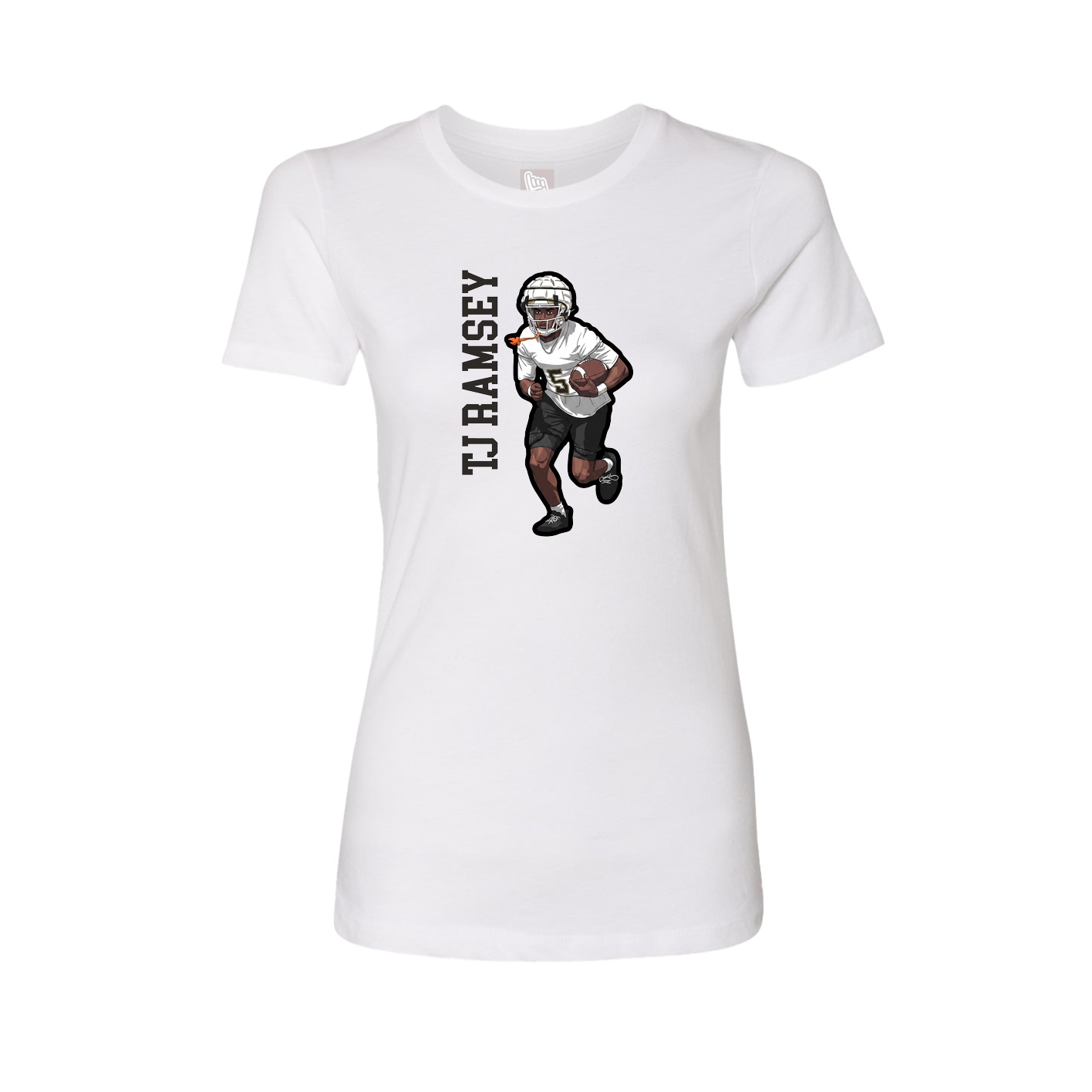 Fitted Women's Tee — Name Vertical in White