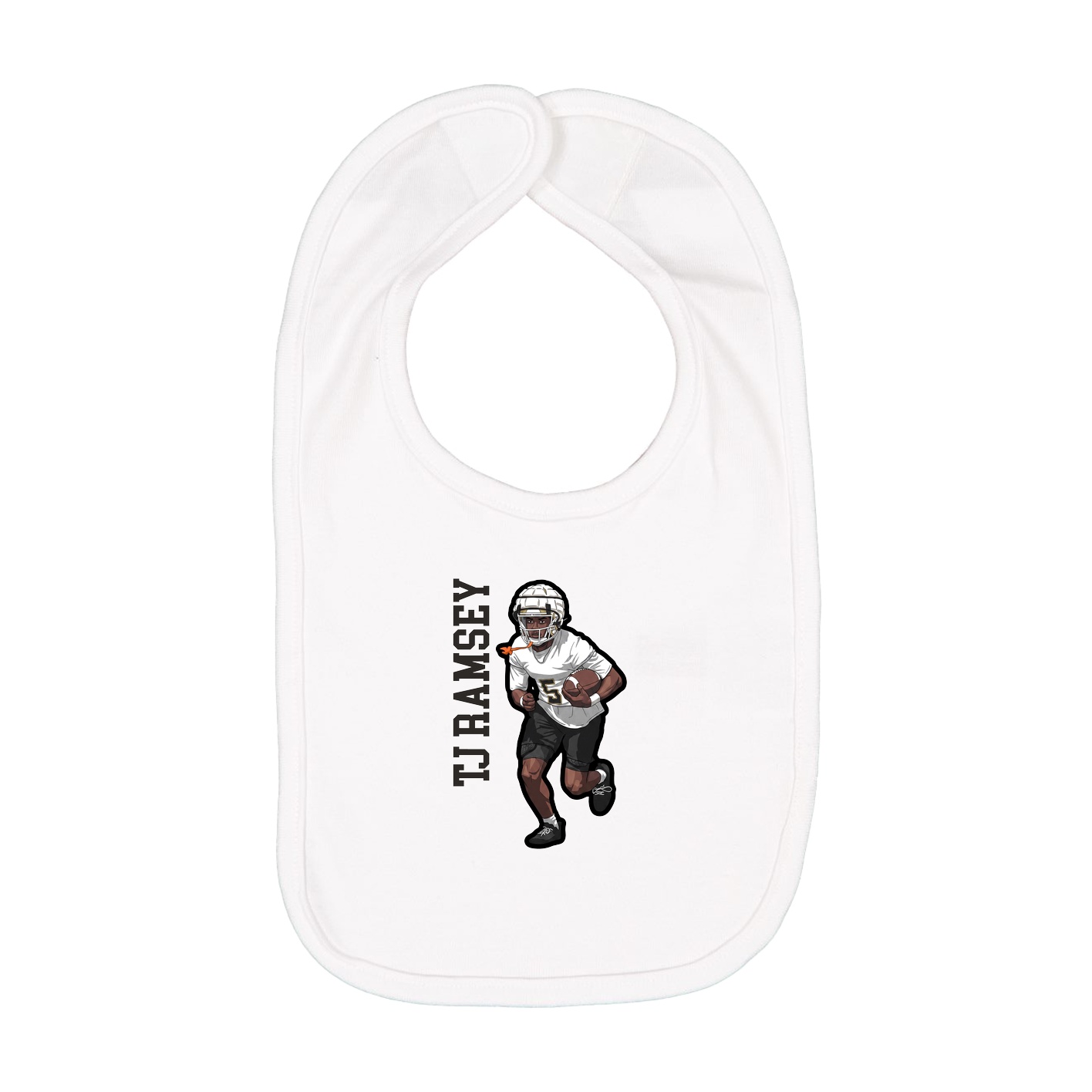 Infant Bib — Name Vertical in White