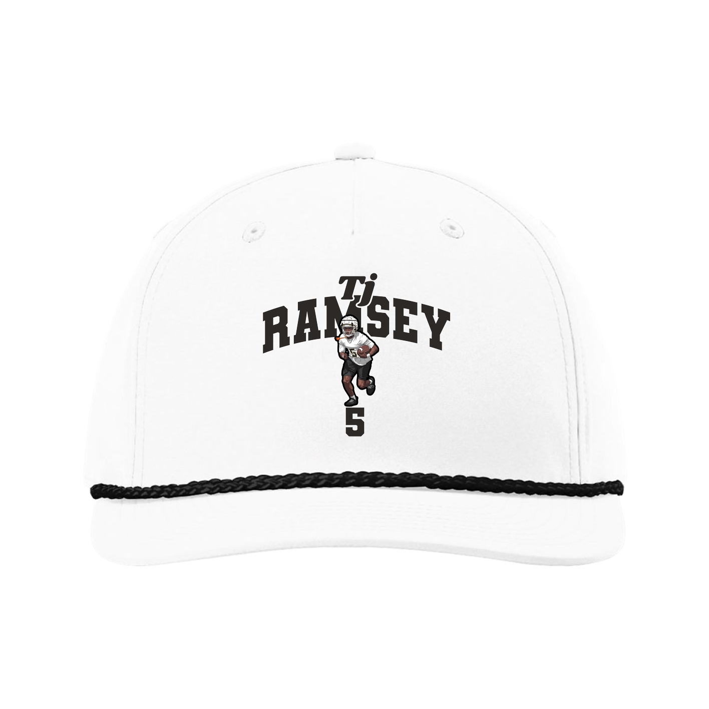Five-Panel Classic Rope Cap — Signature Arch in White