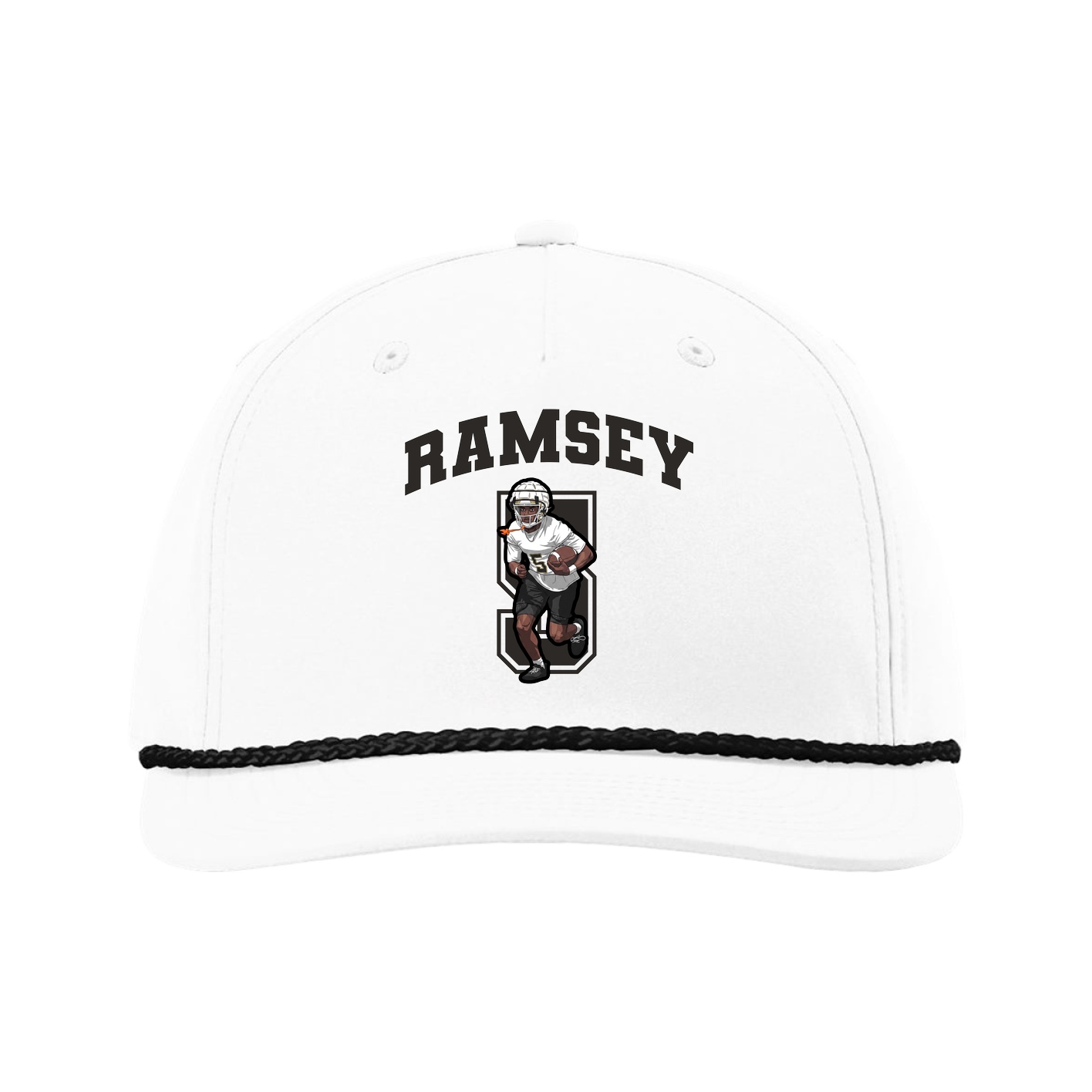 Five-Panel Classic Rope Cap — Number in White