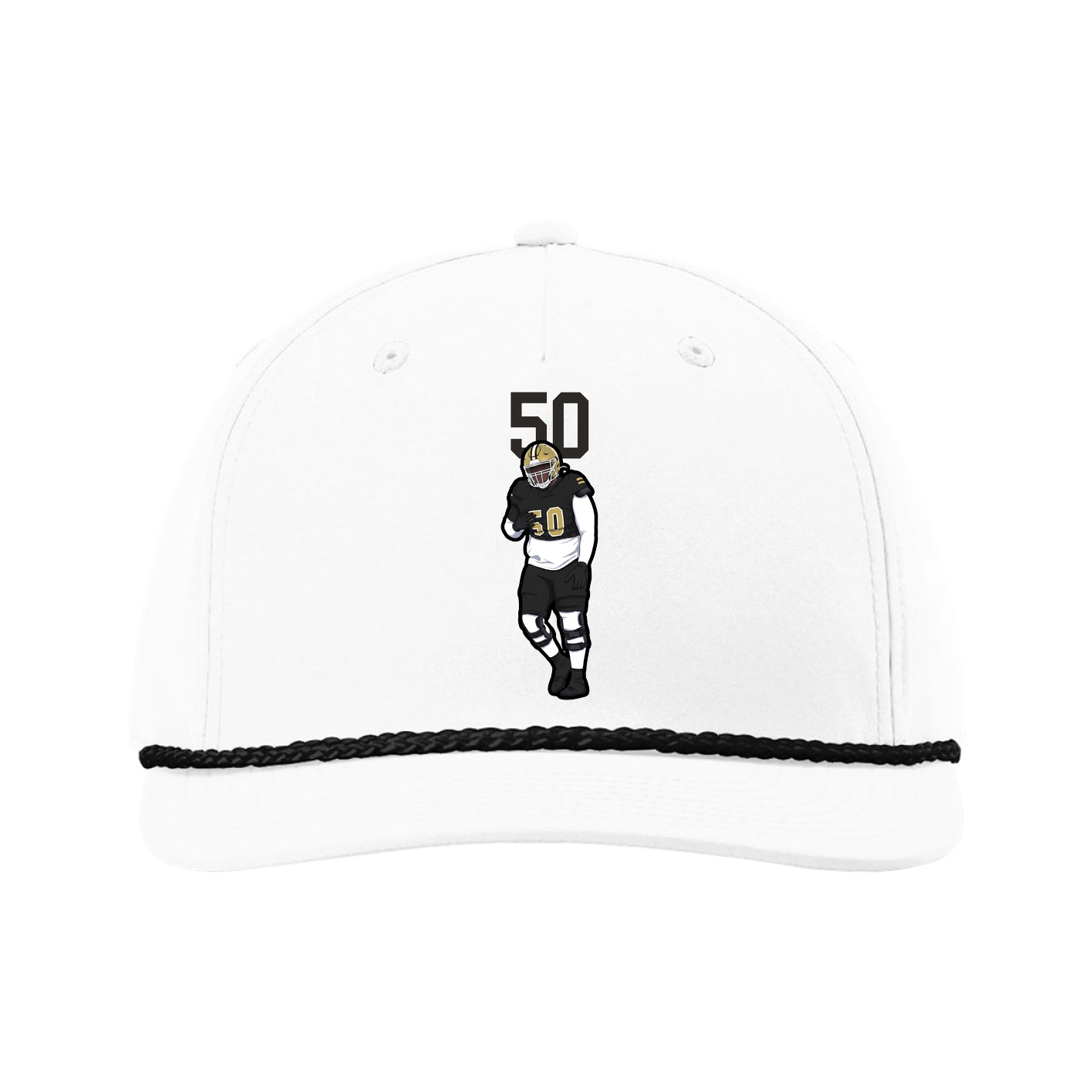 Five-Panel Classic Rope Cap — Number Top in White