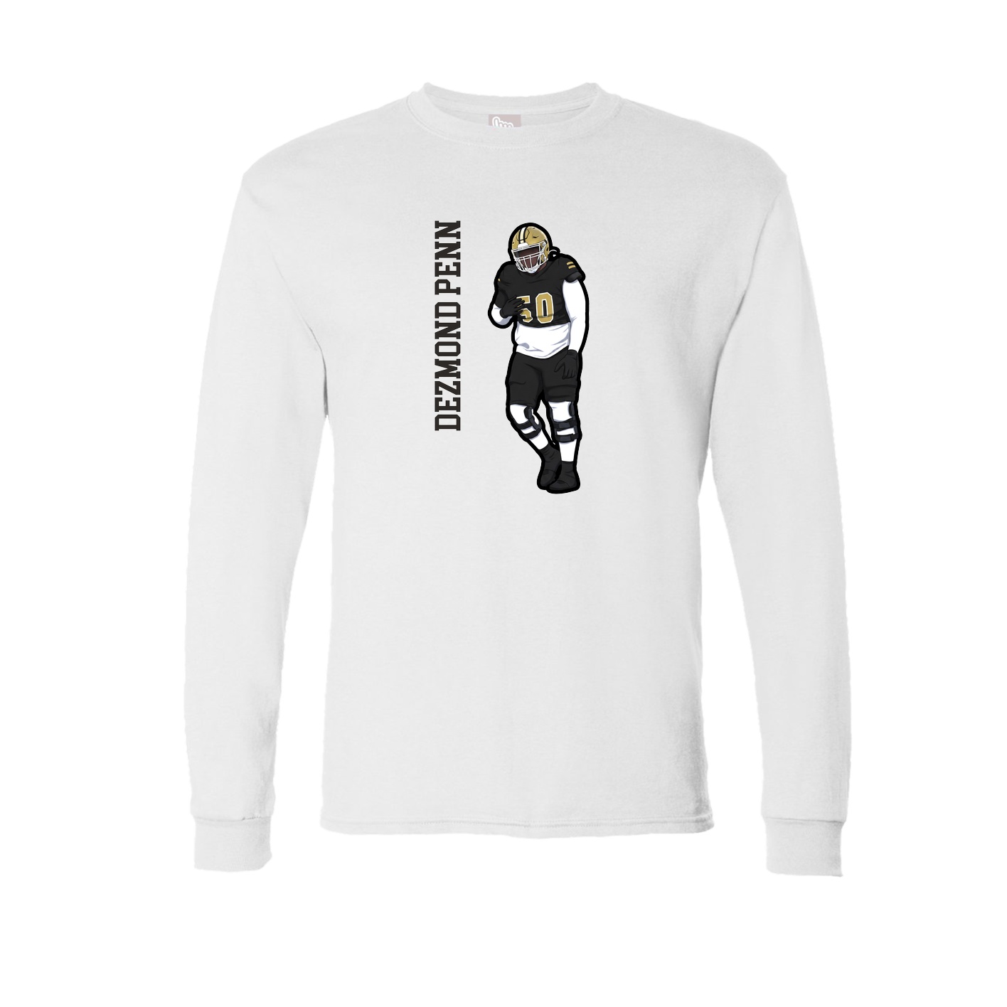 Long Sleeve Tee — Name Vertical in White
