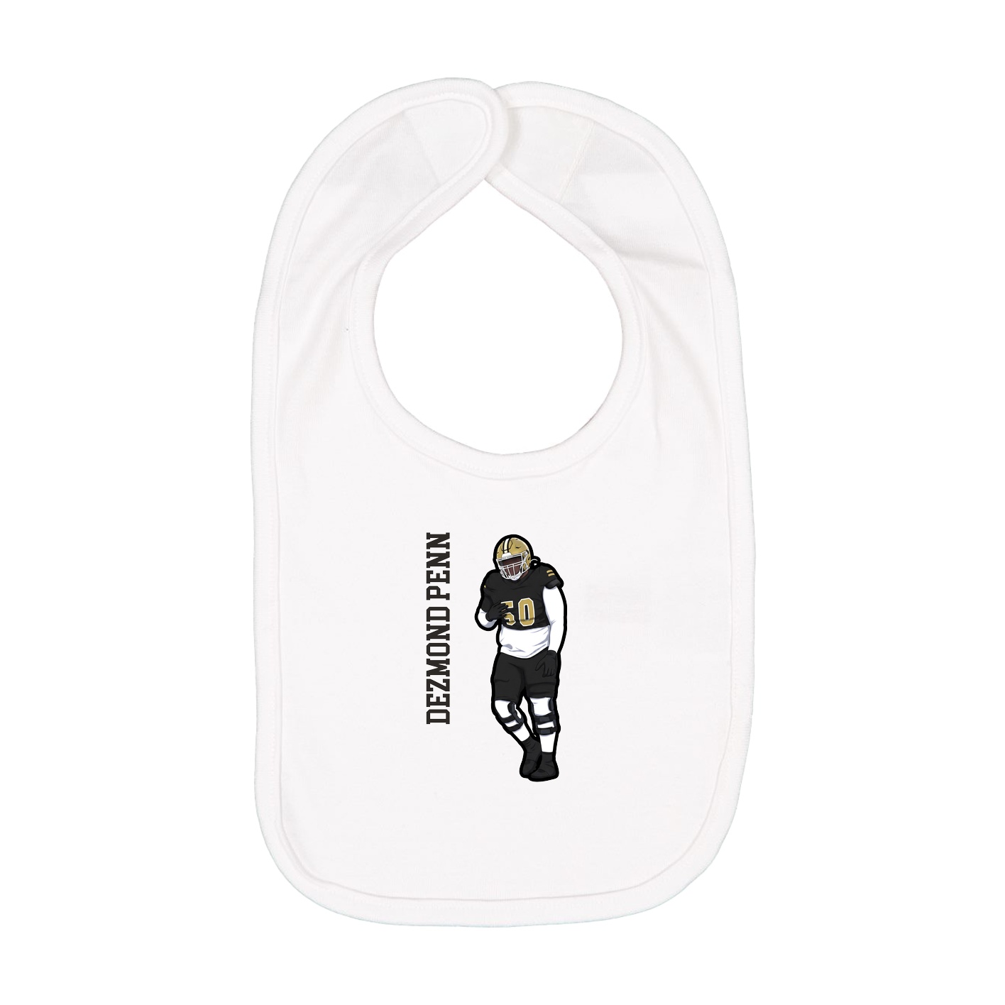 Infant Bib — Name Vertical in White