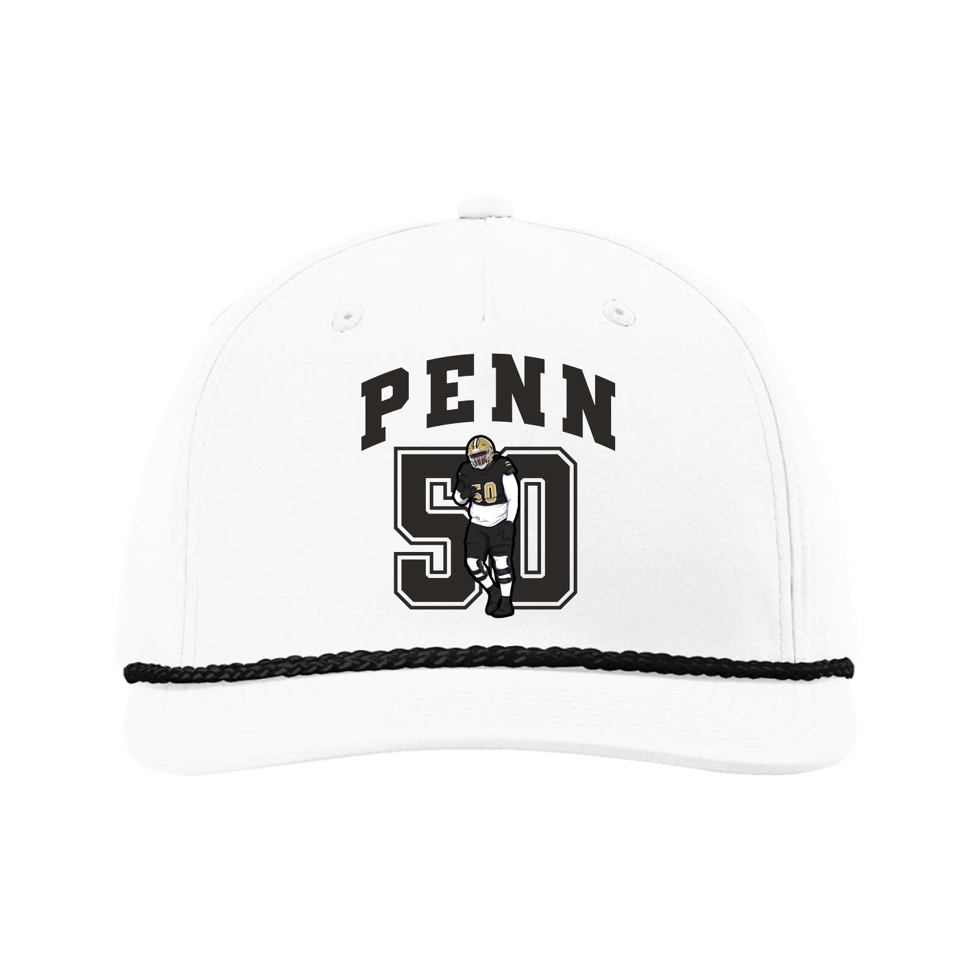 Five-Panel Classic Rope Cap — Number in White