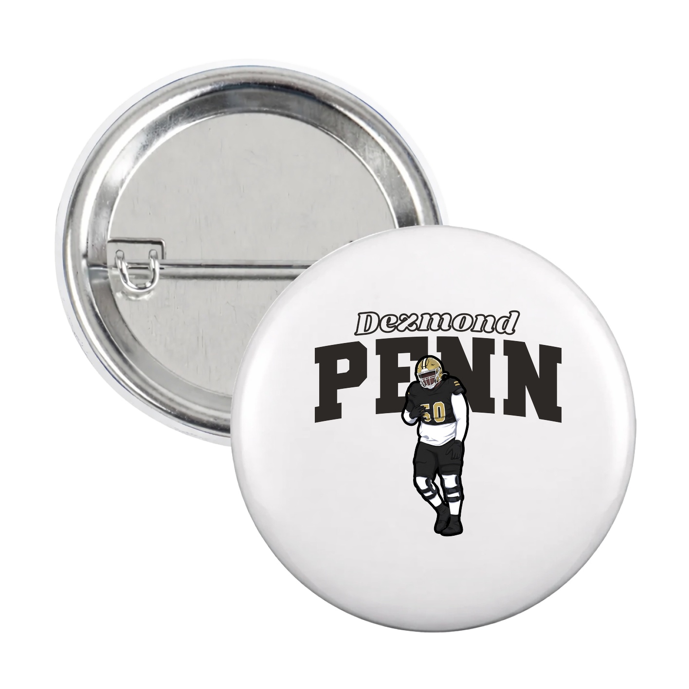 Game Day Button — Name Arch in White