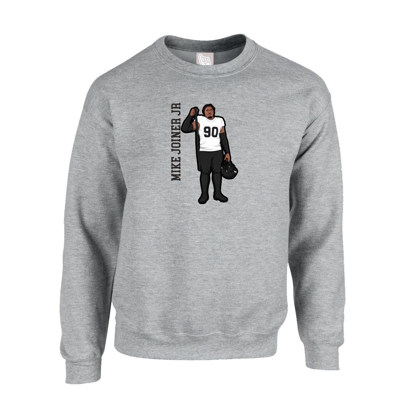 Fleece Crew — Name Vertical in Grey