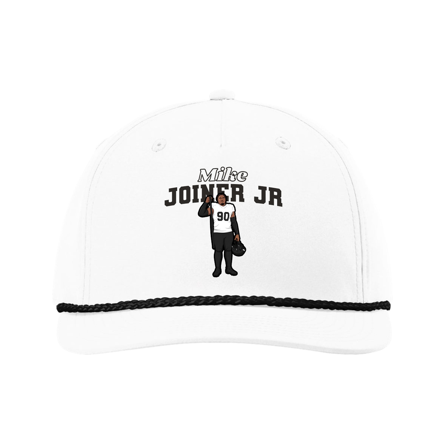 Five-Panel Classic Rope Cap — Name Arch in White