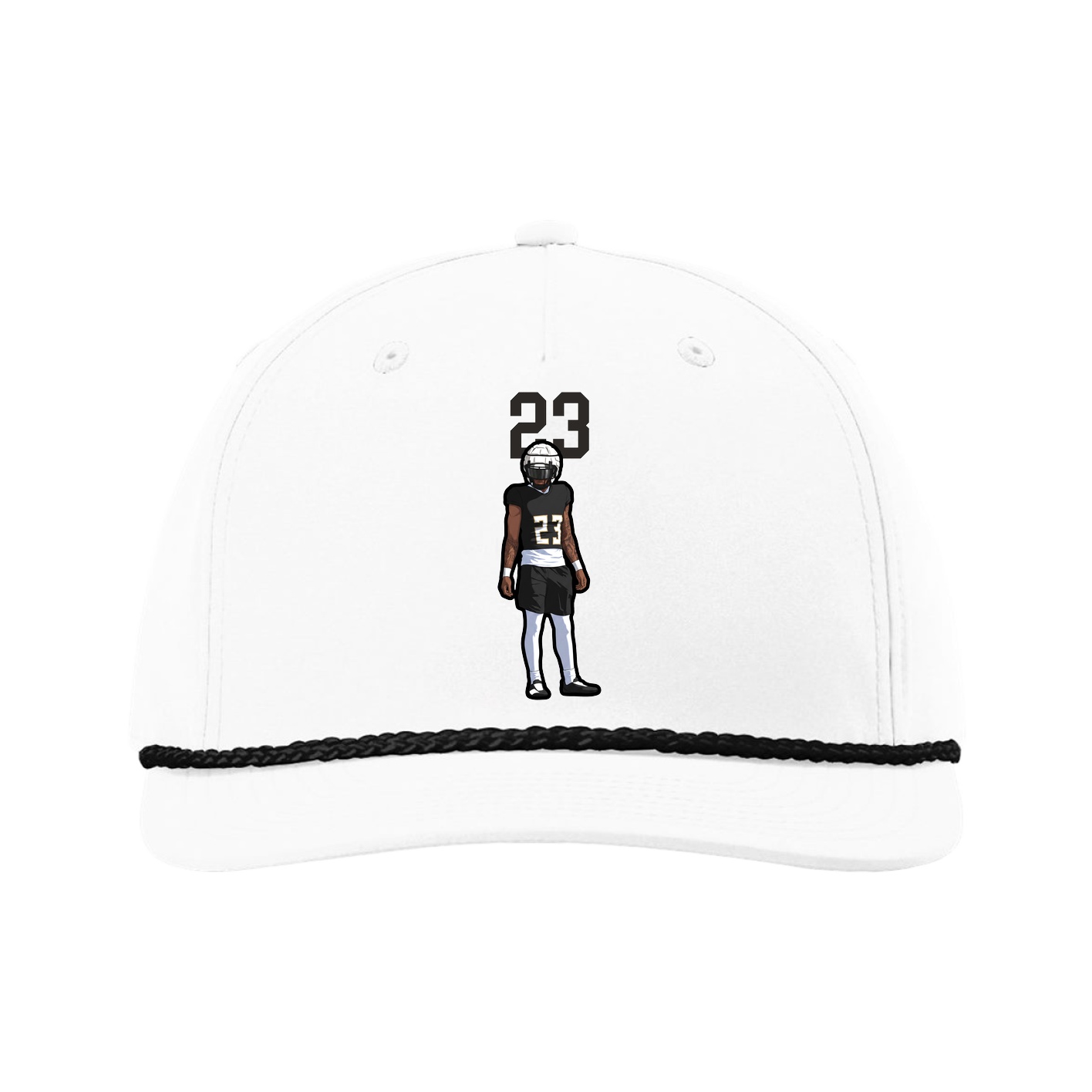 Five-Panel Classic Rope Cap — Number Top in White