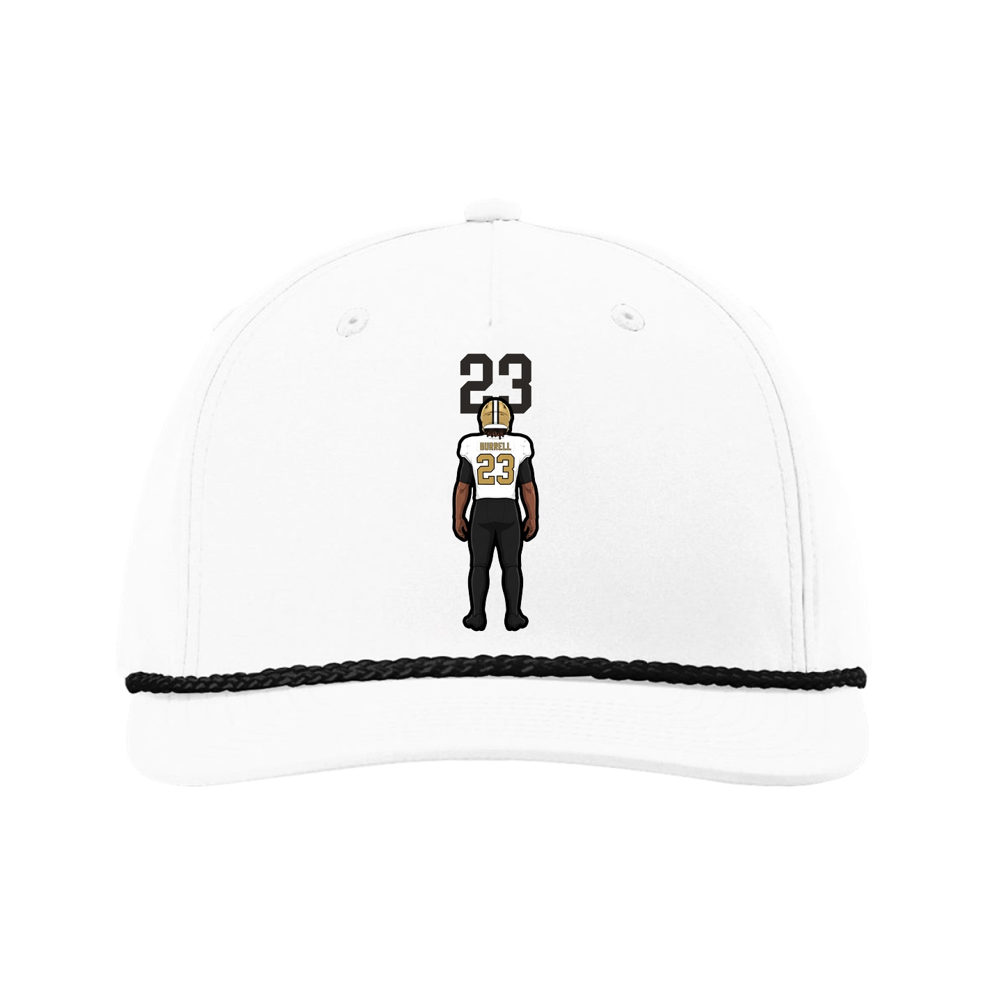 Five-Panel Classic Rope Cap — Number Top in White