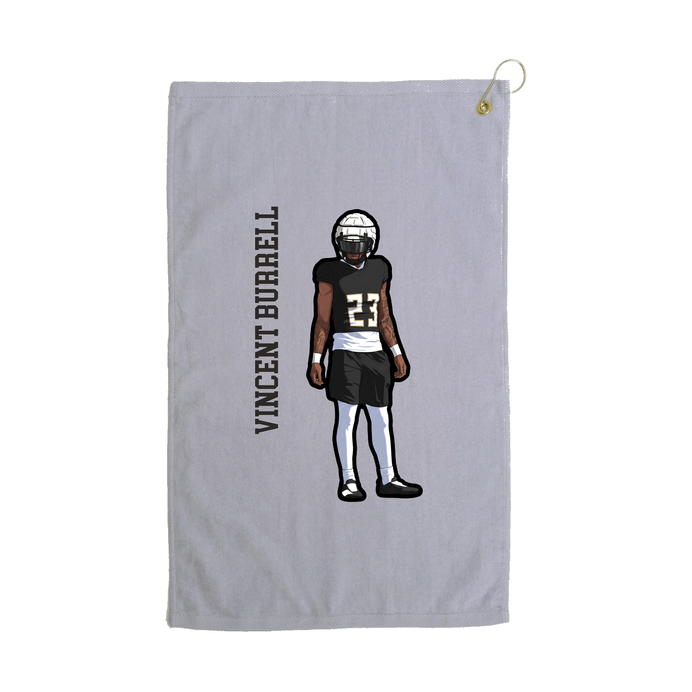 Golf Towel — Name Vertical in Grey