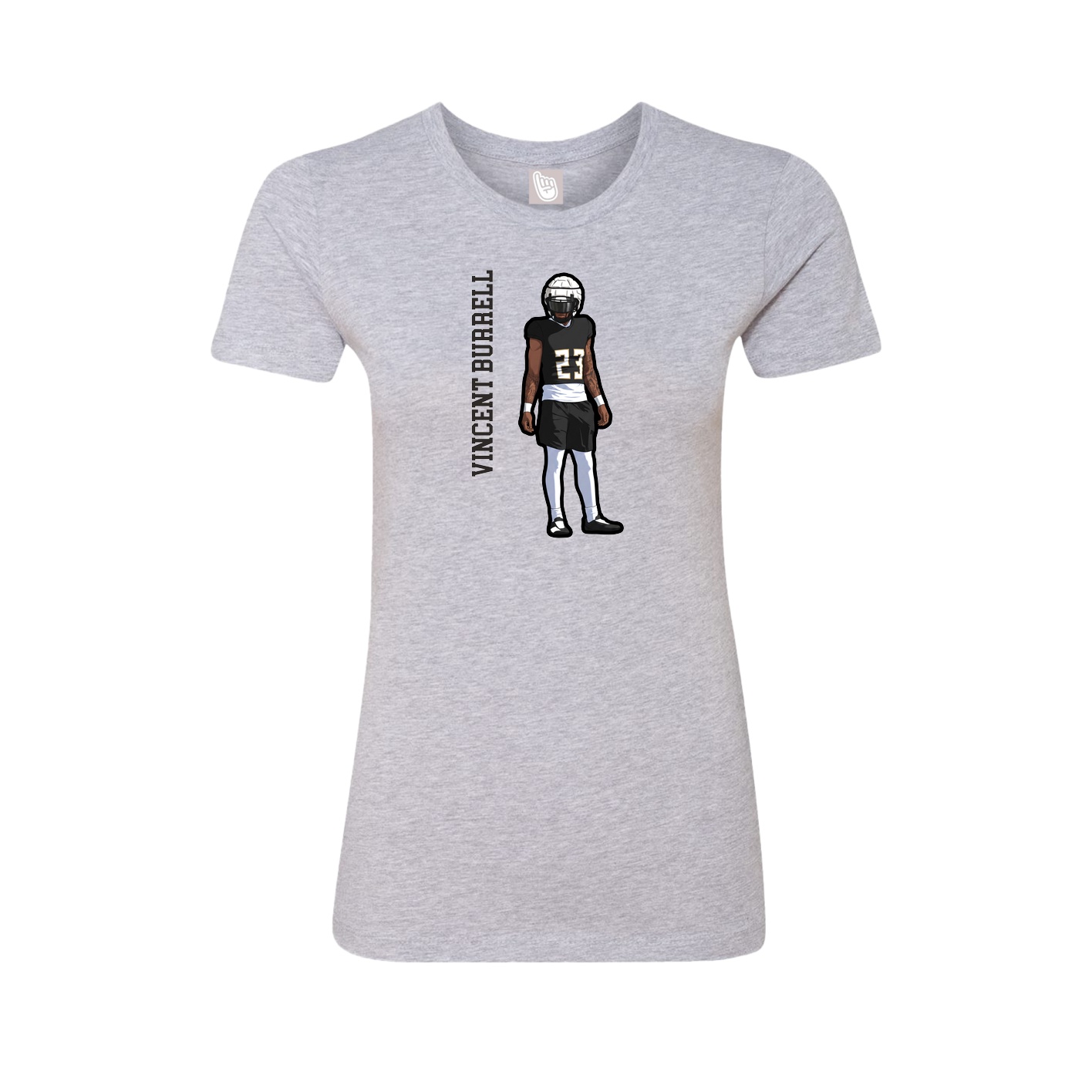Fitted Women's Tee — Name Vertical in Grey