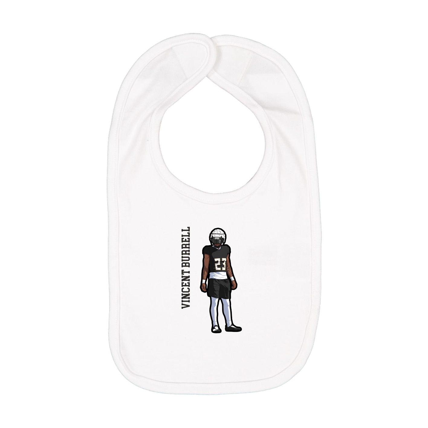 Infant Bib — Name Vertical in White