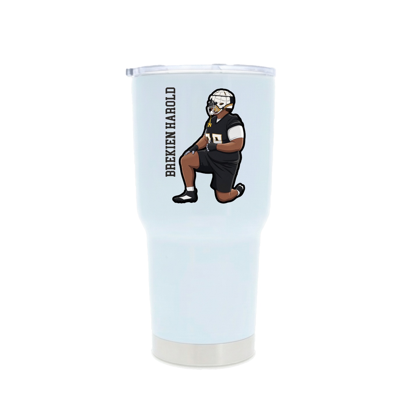 30oz Stainless Steel Tumbler — Name Vertical in White