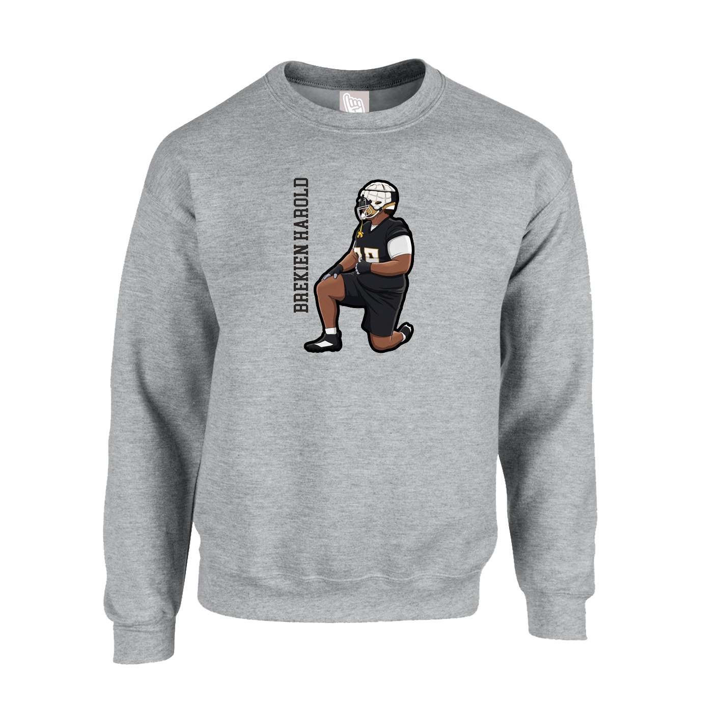 Fleece Crew — Name Vertical in Grey