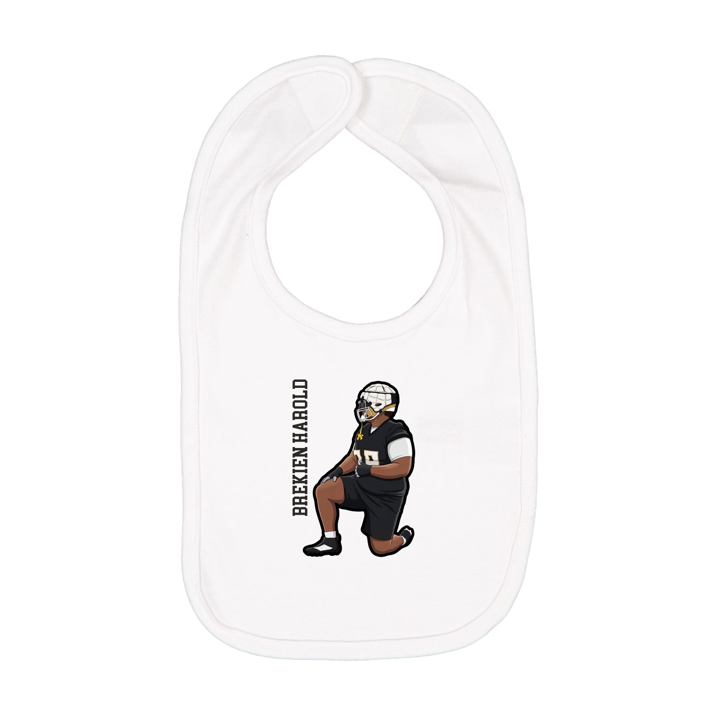 Infant Bib — Name Vertical in White