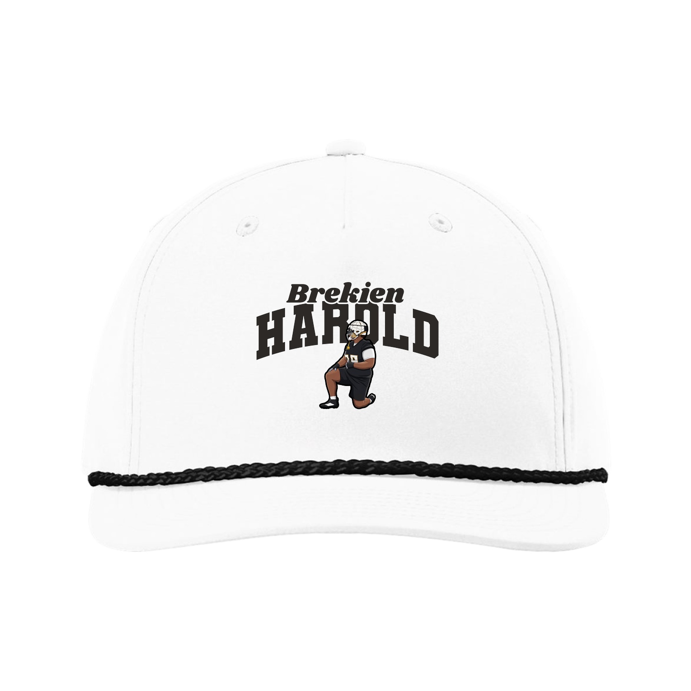 Five-Panel Classic Rope Cap — Signature Arch in White