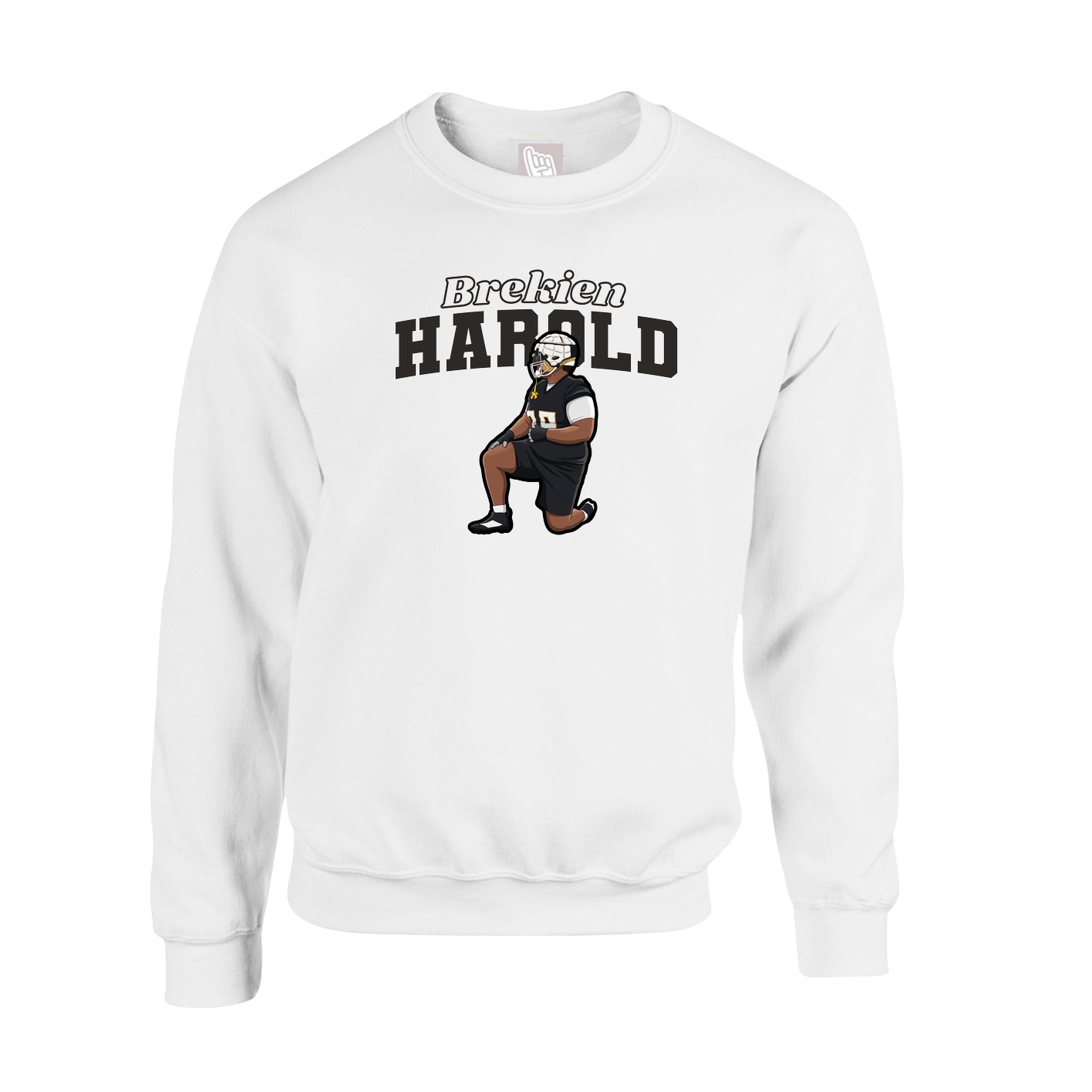 Fleece Crew — Name Arch in White