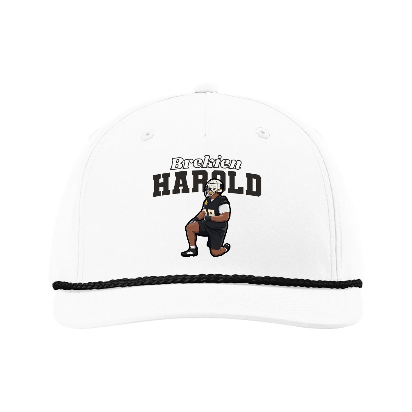 Five-Panel Classic Rope Cap — Name Arch in White