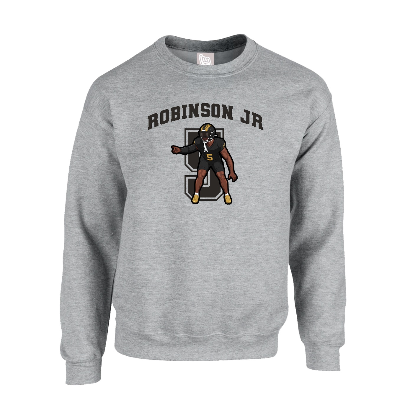 Fleece Crew — Number in Grey
