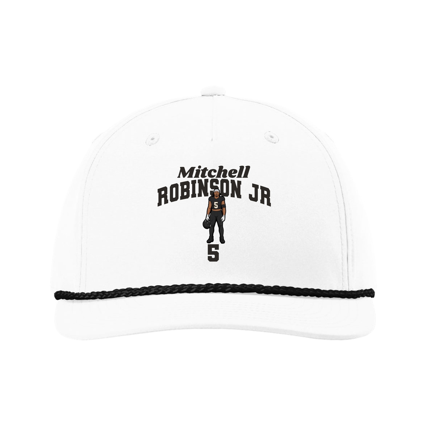 Five-Panel Classic Rope Cap — Signature Arch in White