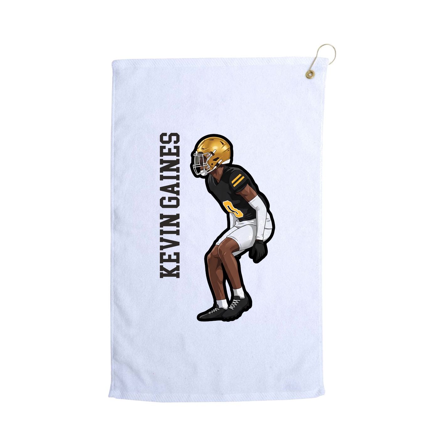 Golf Towel — Name Vertical in White
