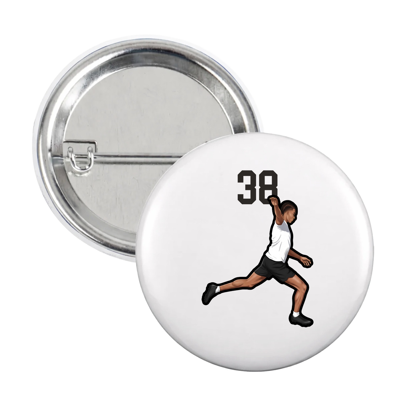 Game Day Button — Number Top in White