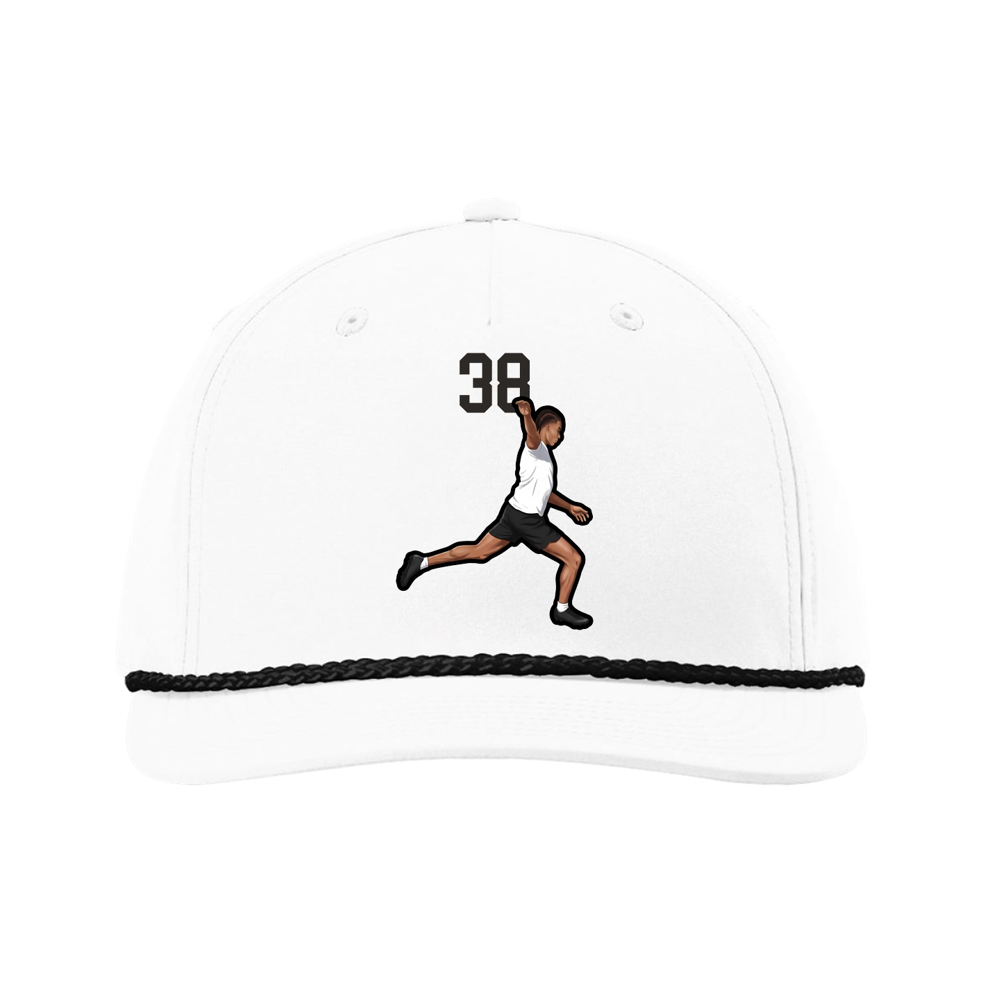 Five-Panel Classic Rope Cap — Number Top in White