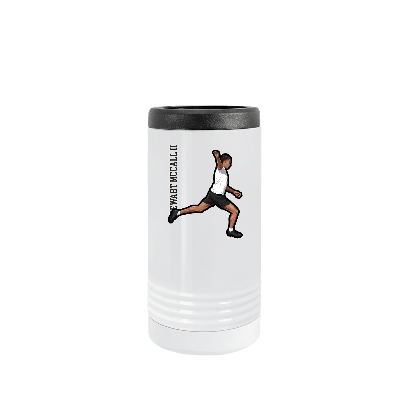 Slim Beverage Holder — Name Vertical in White