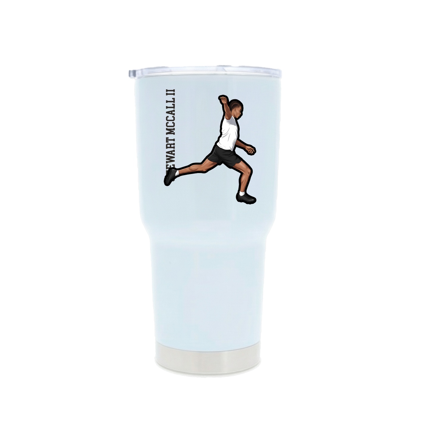 30oz Stainless Steel Tumbler — Name Vertical in White