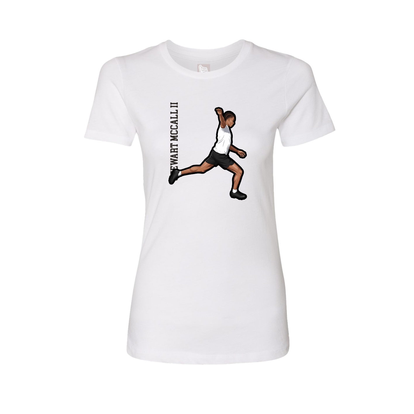 Fitted Women's Tee — Name Vertical in White