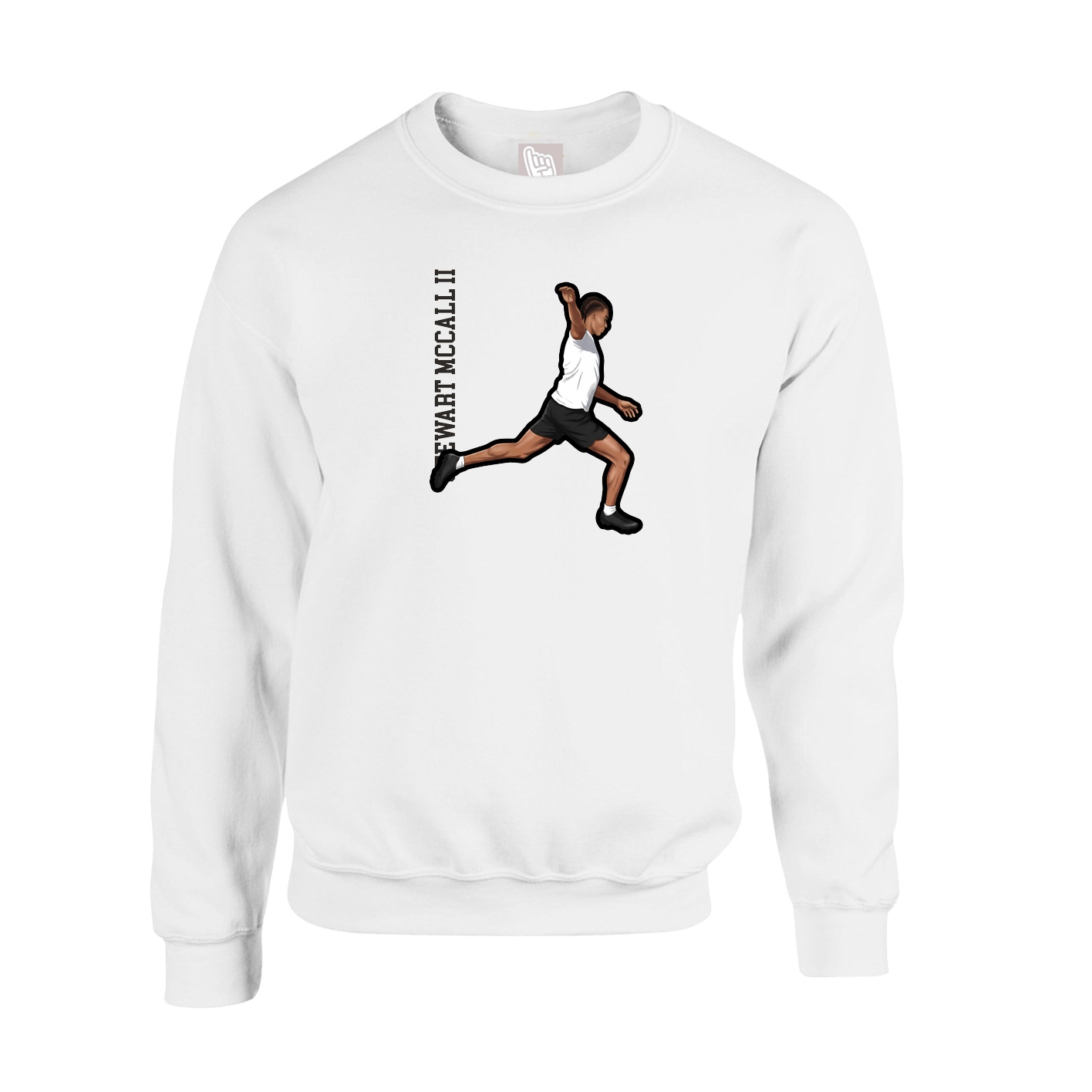 Fleece Crew — Name Vertical in White