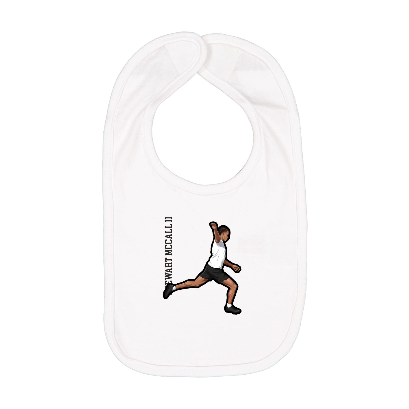 Infant Bib — Name Vertical in White