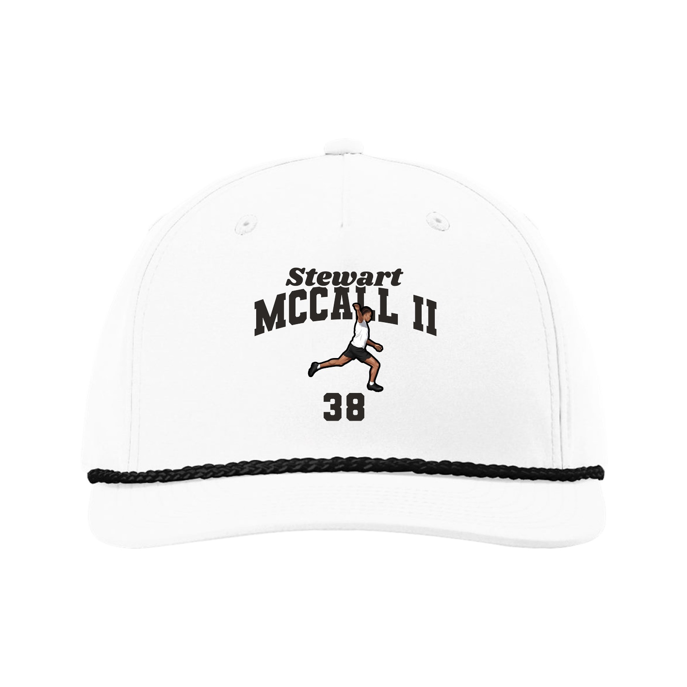 Five-Panel Classic Rope Cap — Signature Arch in White
