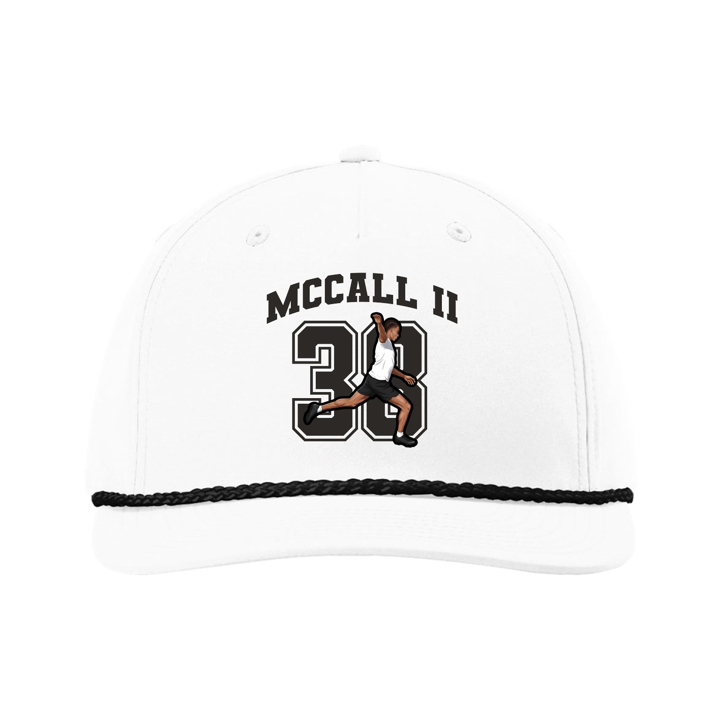 Five-Panel Classic Rope Cap — Number in White