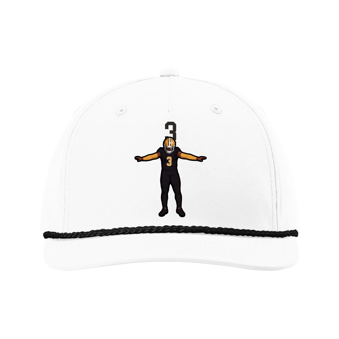 Five-Panel Classic Rope Cap — Number Top in White