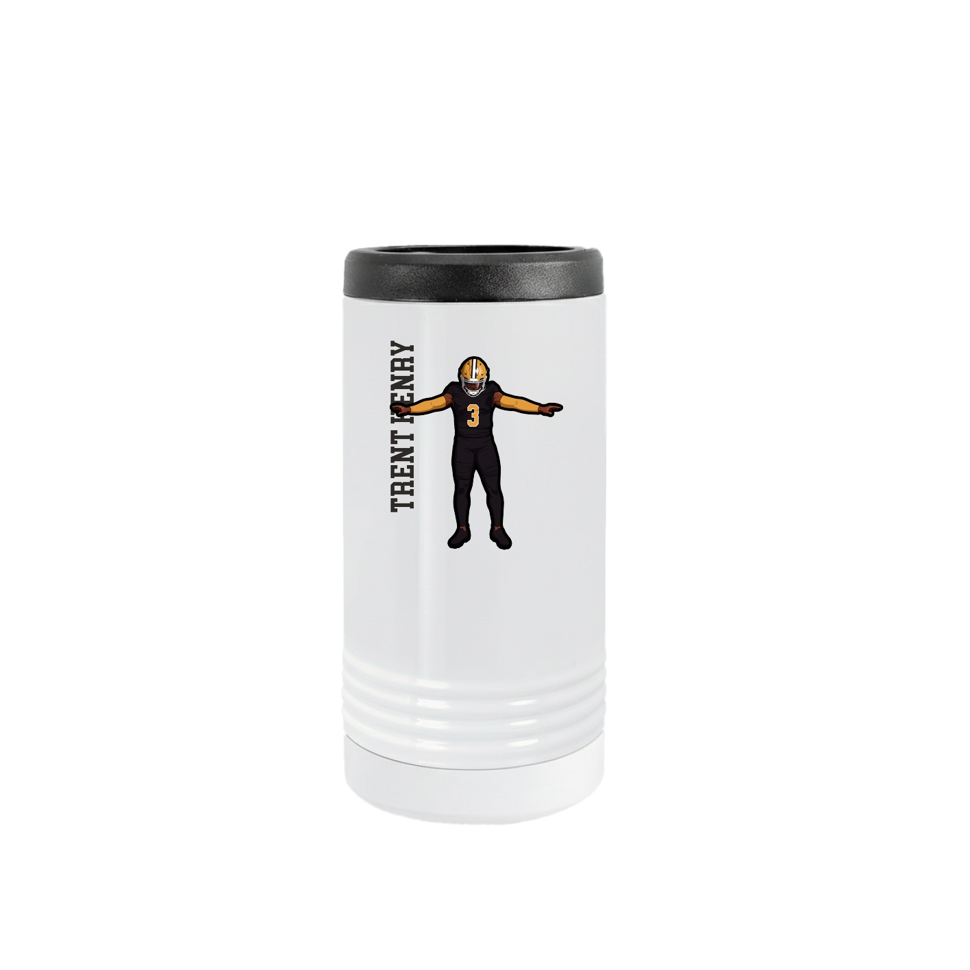Slim Beverage Holder — Name Vertical in White