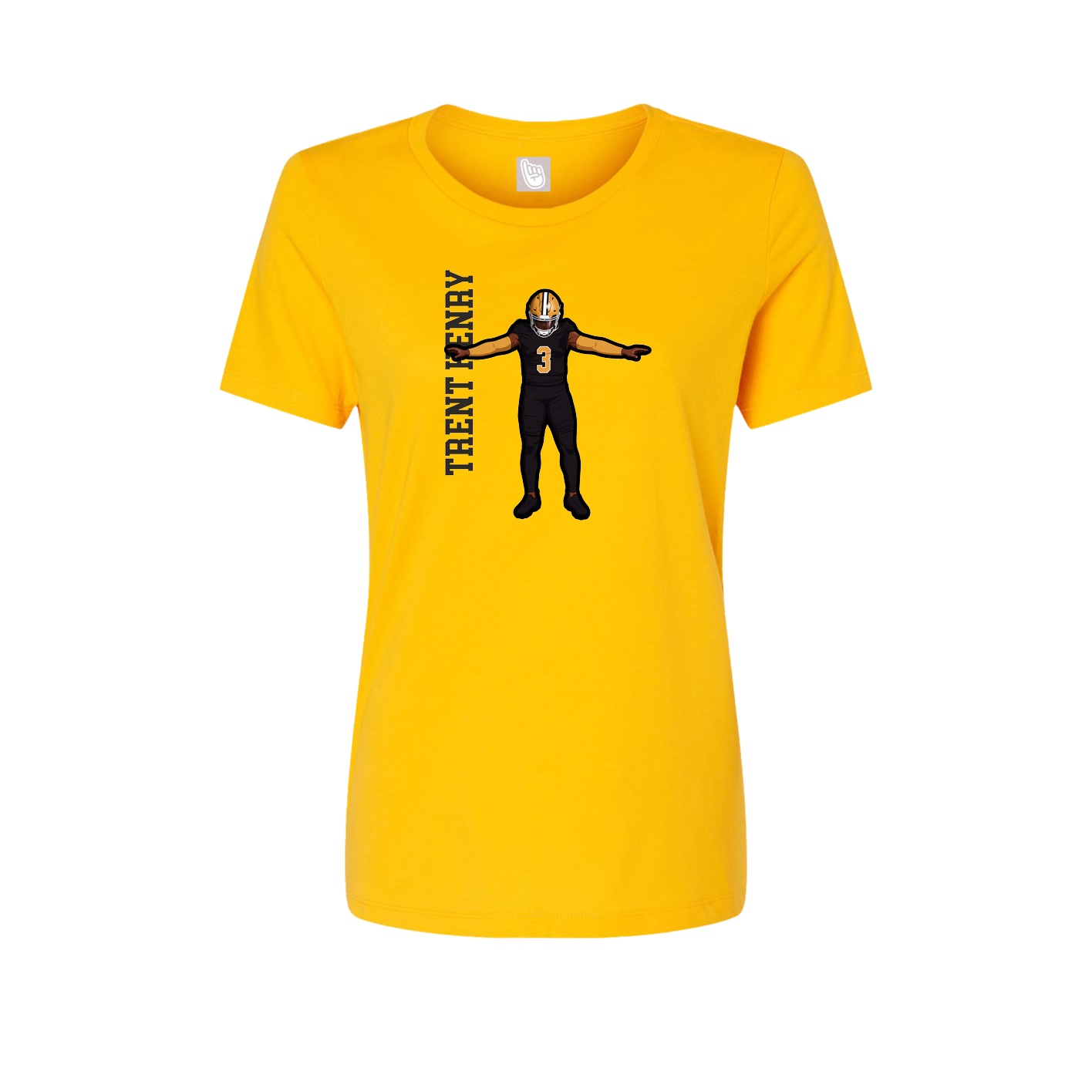 Fitted Women's Tee — Name Vertical in Gold