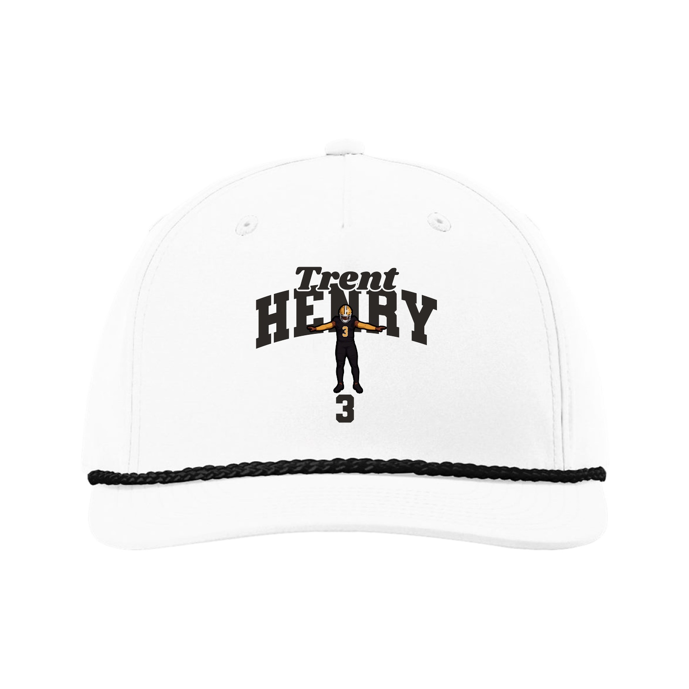 Five-Panel Classic Rope Cap — Signature Arch in White