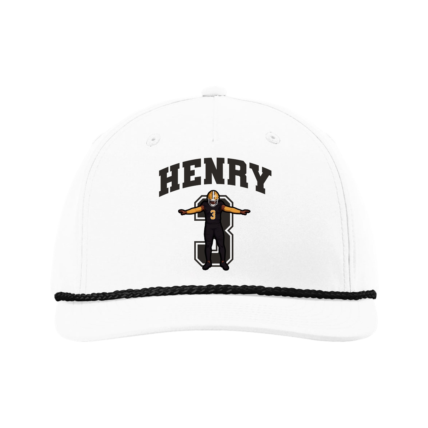 Five-Panel Classic Rope Cap — Number in White