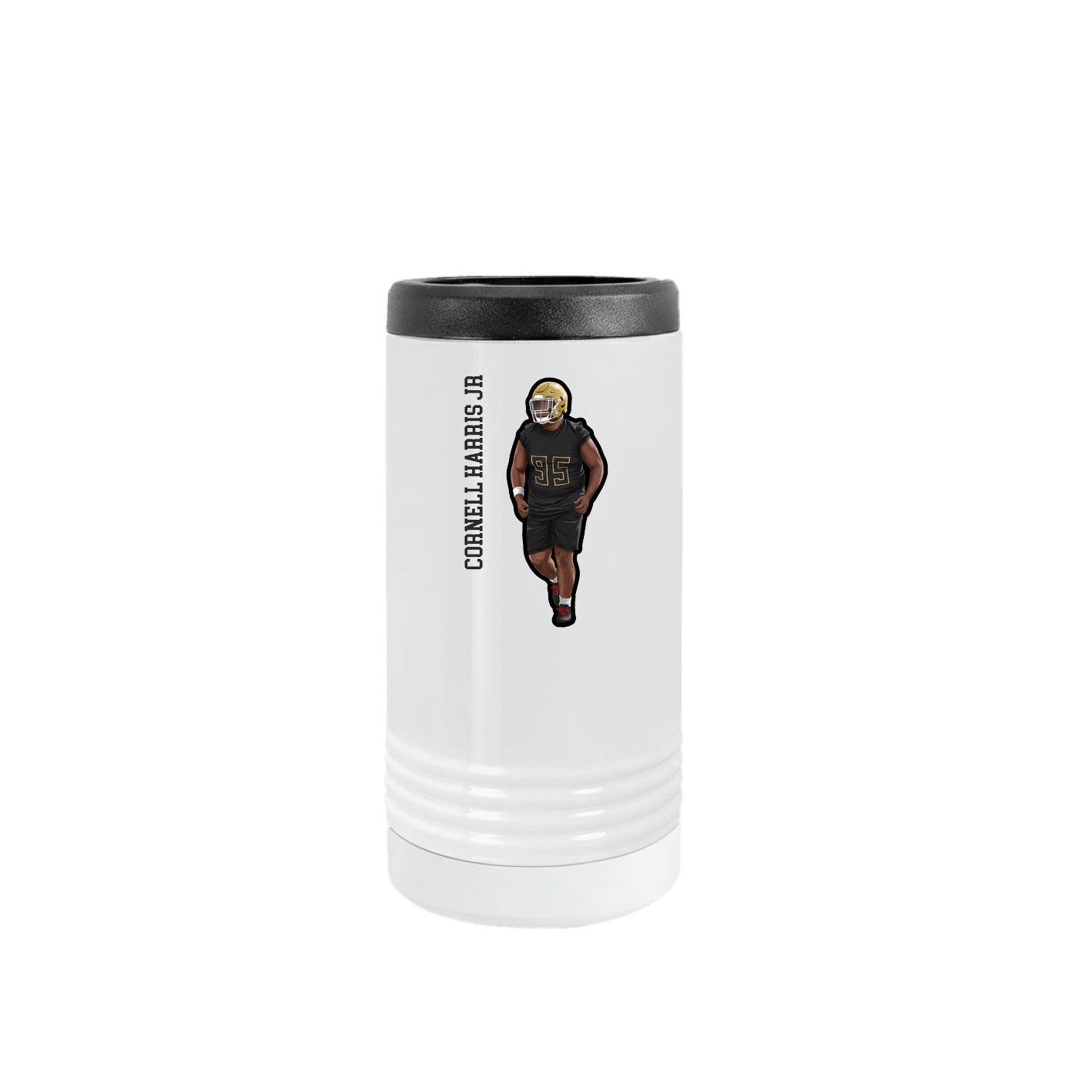 Slim Beverage Holder — Name Vertical in White