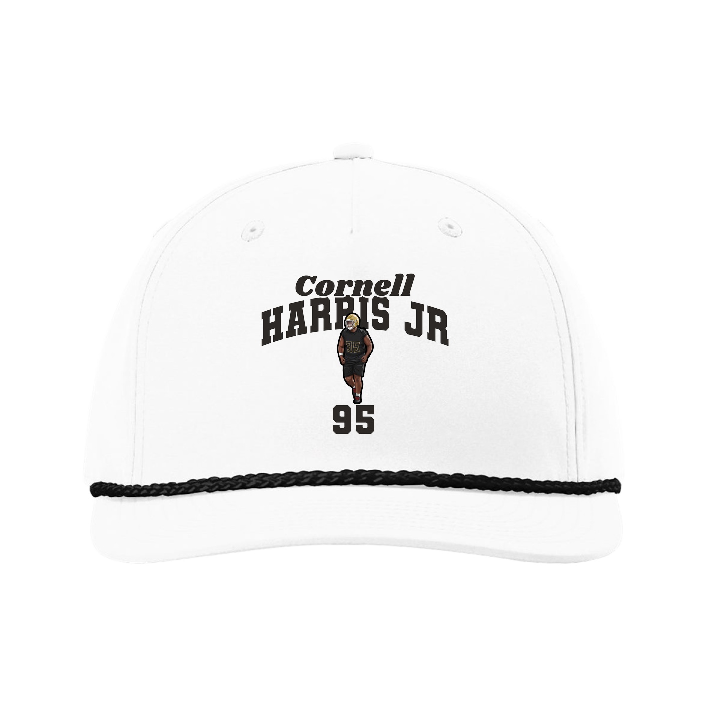 Five-Panel Classic Rope Cap — Signature Arch in White