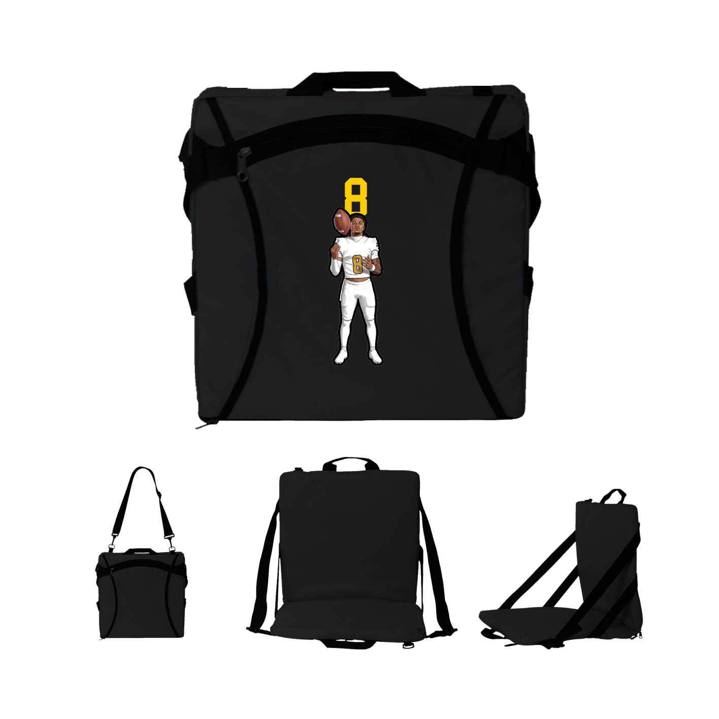 Folding Stadium Seat — Number Top in Black