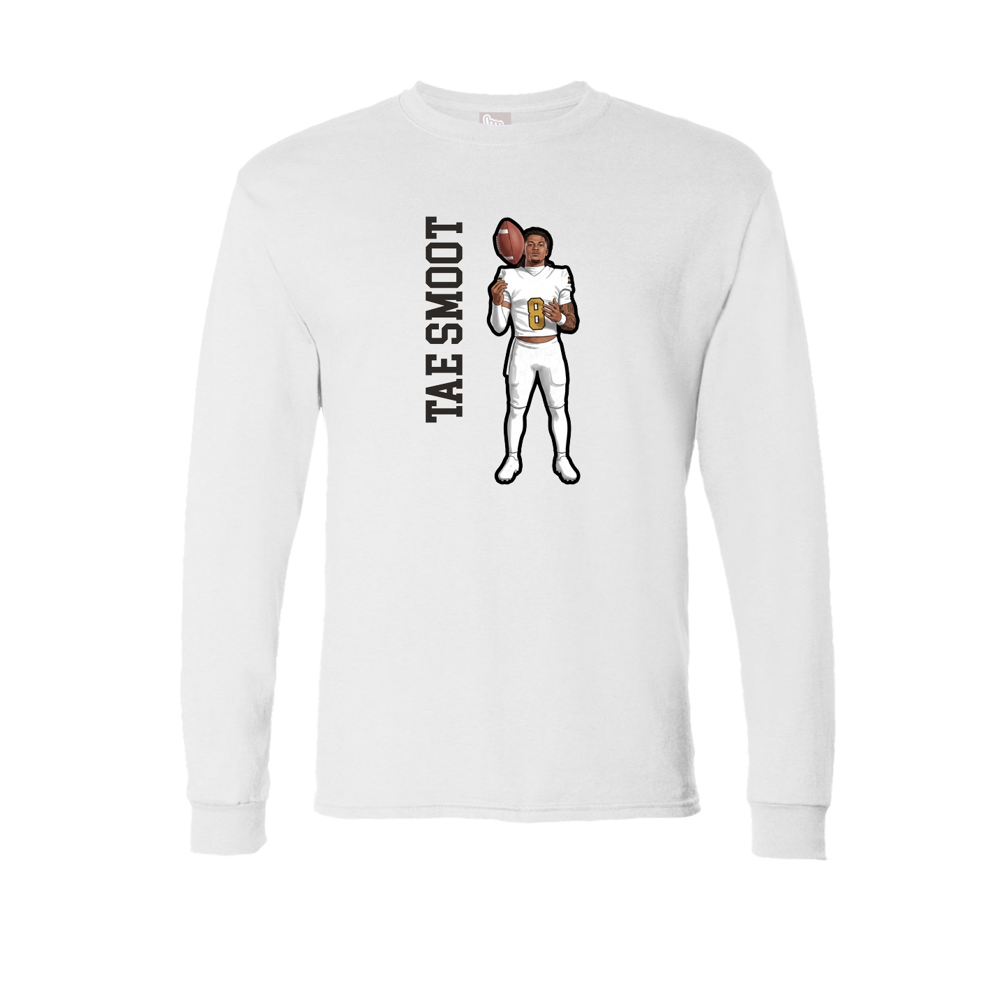 Long Sleeve Tee — Name Vertical in White