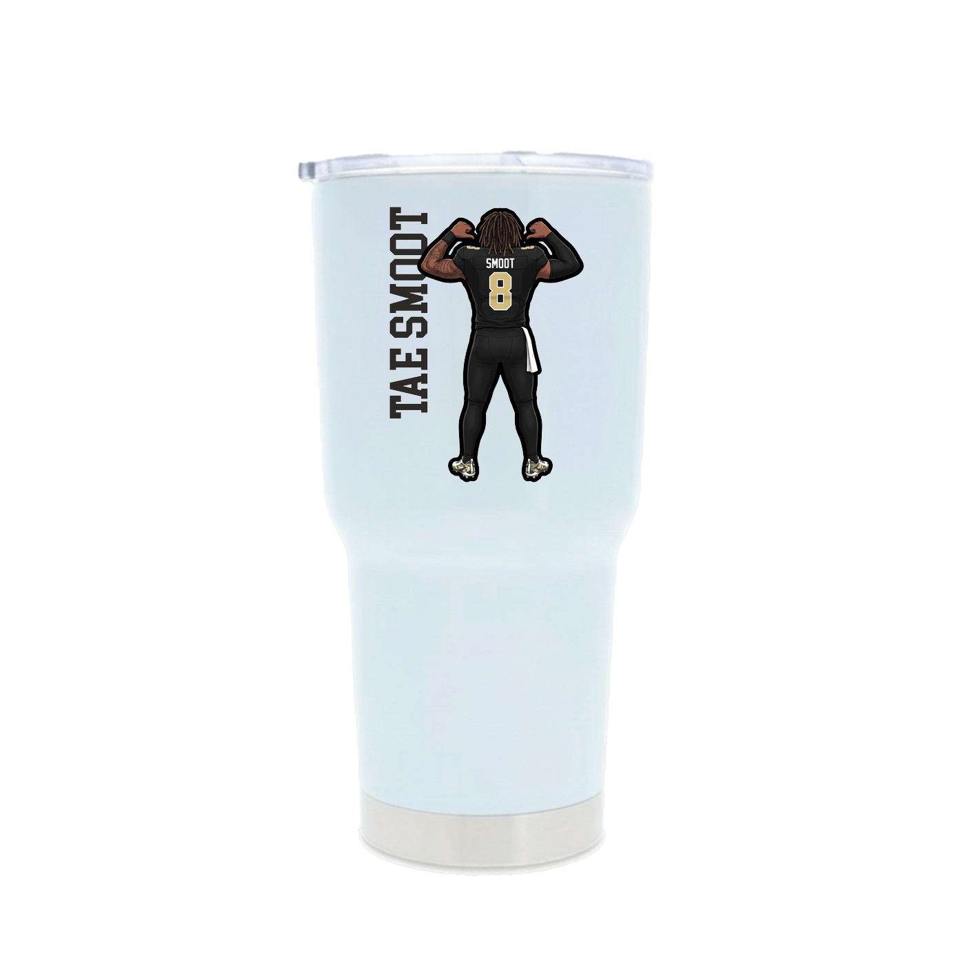 30oz Stainless Steel Tumbler — Name Vertical in White