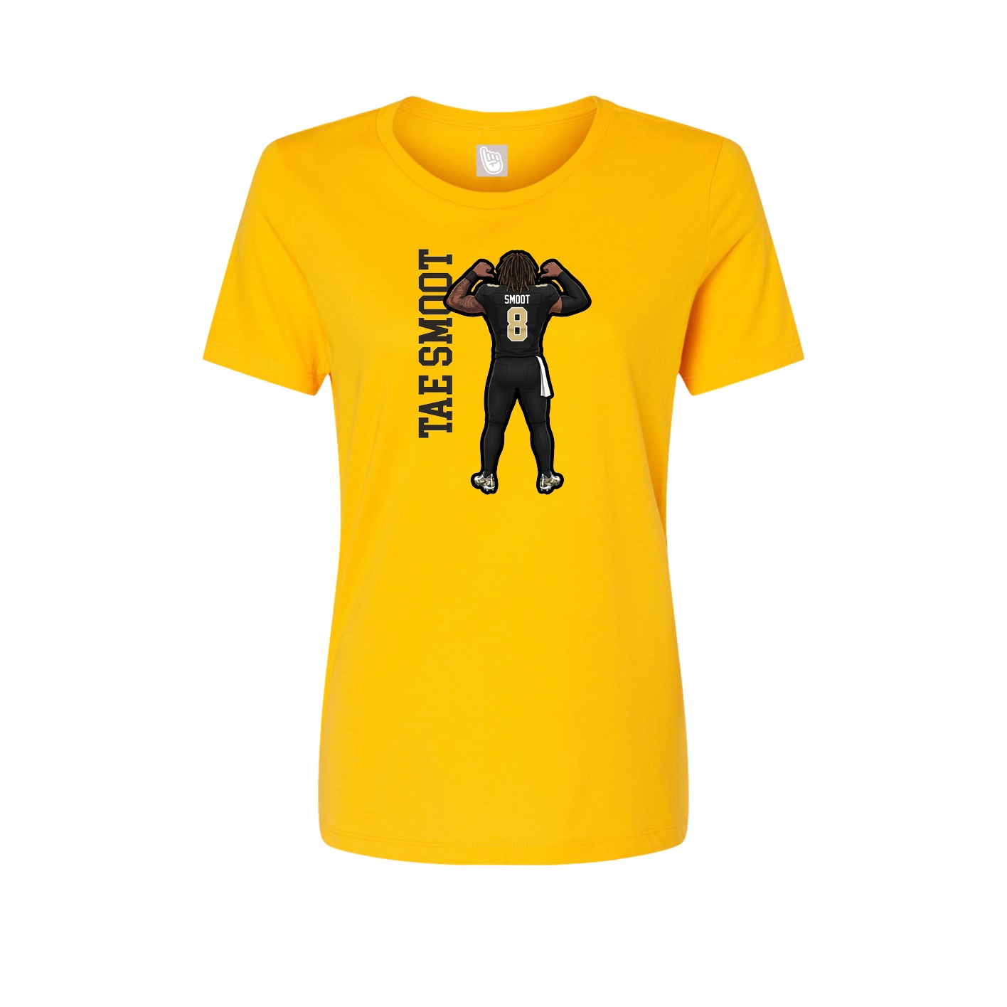 Fitted Women's Tee — Name Vertical in Gold