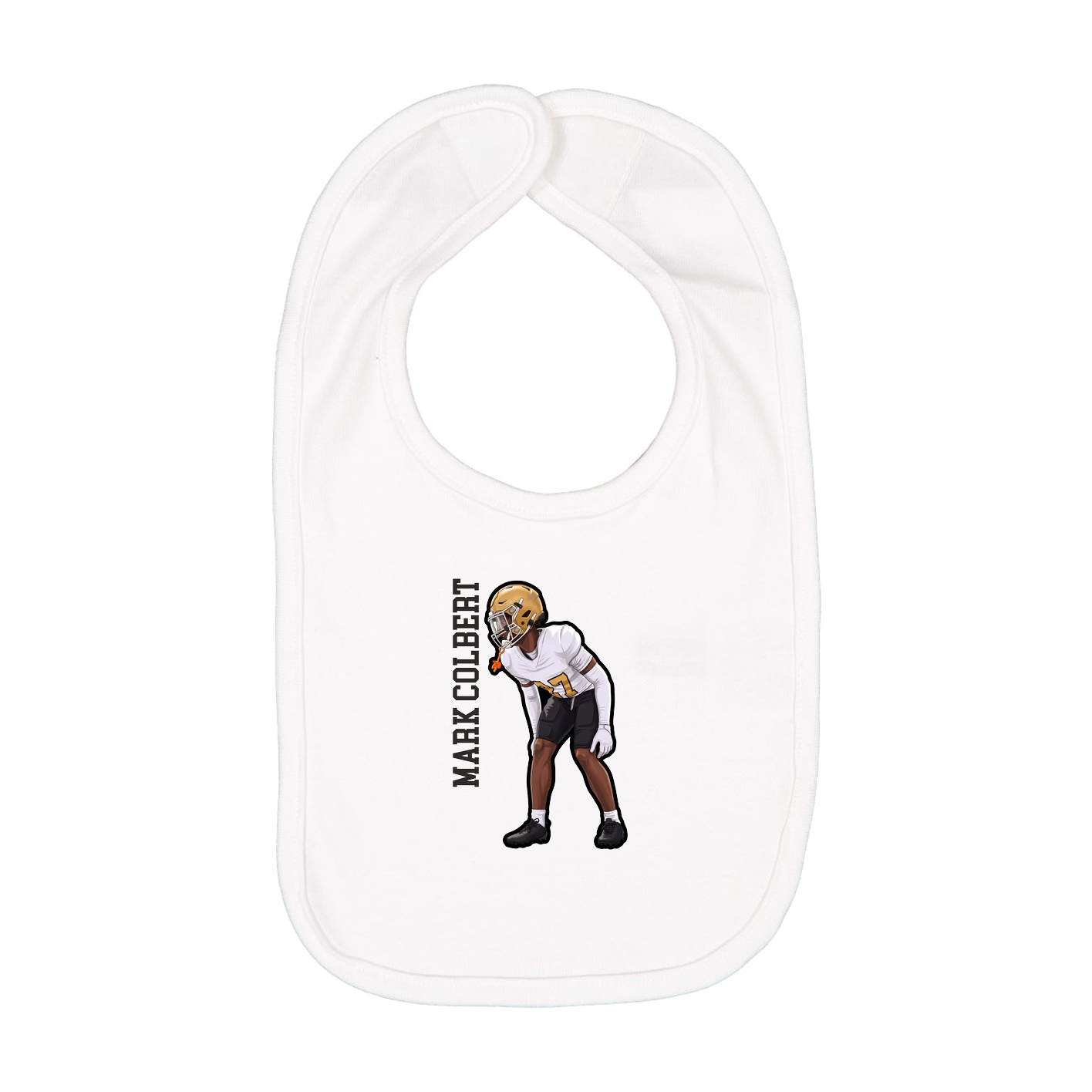 Infant Bib — Name Vertical in White