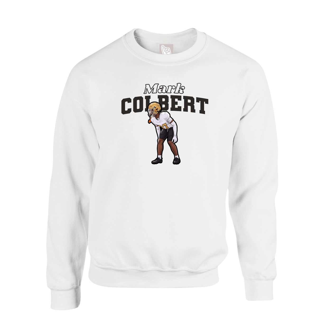 Fleece Crew — Name Arch in White