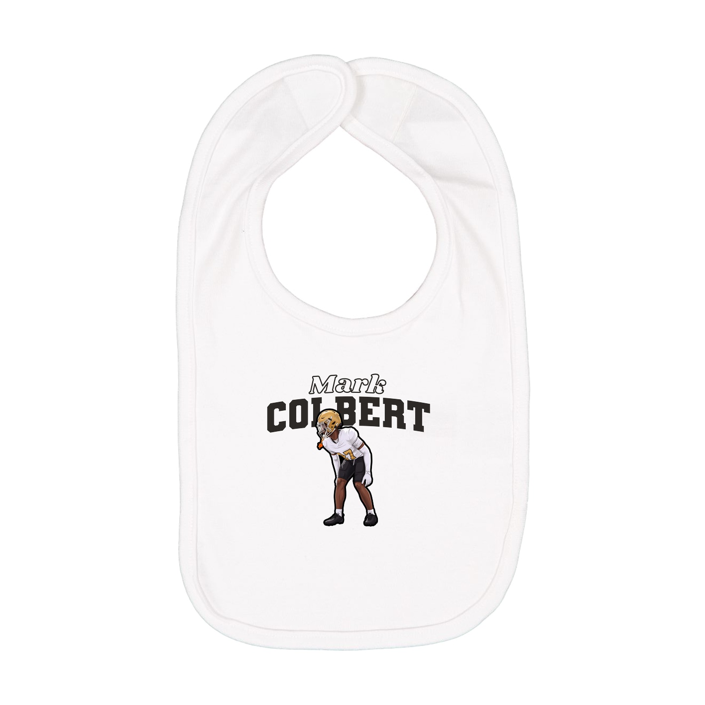 Infant Bib — Name Arch in White