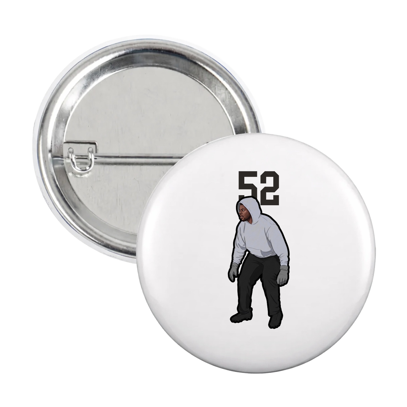 Game Day Button — Number Top in White